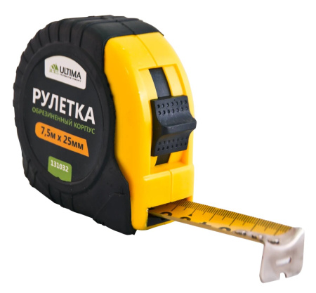 Рулетка Ultima Lite, 7,5мх25мм, обрезиненный пластиковый корпус