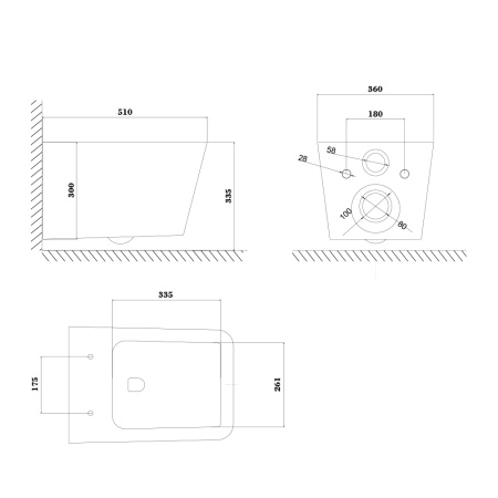 Унитаз подвесной PORTO PR30117DP черный глянцевый