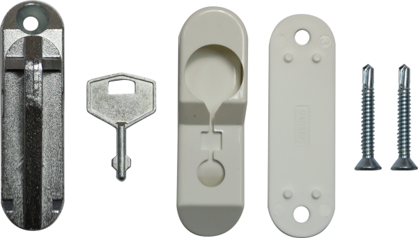 Блокиратор окна флажковый с ключом, БЕЛЫЙ