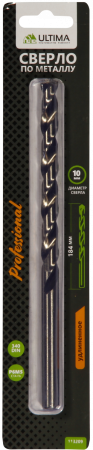 Сверло по металлу Ultima спиральное, удлиненное, P6M5, 10,0х184 мм