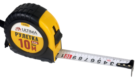 Рулетка Ultima Lite, 10мх25мм, обрезиненный пластиковый корпус