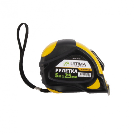Рулетка Ultima, AutoLock, 5 м х 25 мм, обрезиненный корпус, автомат. фиксация