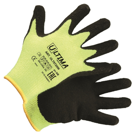 Перчатки из высокополимеризированного волокна c покрытием из вспененного латекса, утепленные, ULTIMA, ULT9720W