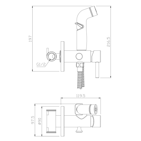 Смеситель встраиваемый с гигиенической лейкой BALEAR 13142BL