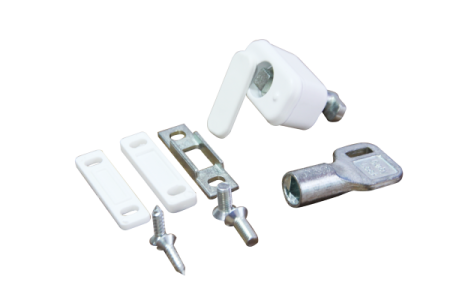 Замок блокировочный для алюминиевых окон, с ключом (1ключ), белый (1кор-150шт)