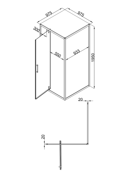 Душевой уголок DUERO, квадратный, черный DR-100CS-SW-GB