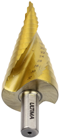 Сверло по металлу ступенчатое, Ultima, 4-32 мм, 15 ступеней, сталь P6M5